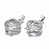 Brass Micro Pave Clear Cubic Zirconia Pendants KK-S061-36P-NR-2