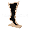 Foot Shaped Bamboo & Velvet Anklet Display Stands ODIS-WH0030-140A-1