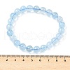 Natural Aquamarine Round Bead Stretch Bracelets for Men Women BJEW-U034-01D-02-5
