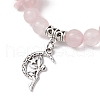 Natural Rose Quartz Round Beaded Charm Bracelets BJEW-TA00615-03-3