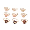 Brass & Cherry Quartz Rose Quartz Natural Red Rainbow Jasper Finger Rings for Women RJEW-JR00872-2