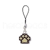 Paw Print Glass Seed Bead Beaded Charm Mobile Straps HJEW-MZ00186-02-1
