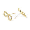 Bowknot Brass Micro Pave Clear Cubic Zirconia Stud Earrings with Glass for Women EJEW-L285-010G-2