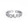 304 Stainless Steel Word Love Open Cuff Ring for Women RJEW-S405-262P-2