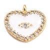 Golden Plated Brass Micro Pave Clear Cubic Zirconia Charms ZIRC-L097-033B-G-1
