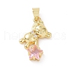 Brass Micro Pave Cubic Zirconia Pendants KK-E074-03G-02-1