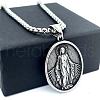 Retro Rock Punk Men's Greek Mythology Virgin Mary Stainless Steel Pendant Necklaces BU8497-3