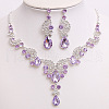 Teardrop & Moon Alloy Rhinestone Pendant Necklace & Stud Dangle Earring FS-WG0A8BD-03-1
