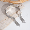 European and American Style Fringed Stainless Steel Cuff Bangles for Women OT8697-2-1