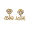 Brass Micro Pave Cubic Zirconia Dangle Stud Earrings EJEW-H308-05G-1