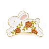 Rabbit with Flower Enamel Pin JEWB-O007-C05-1