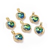 Real 18K Gold Plated Rack Plating Brass Micro Pave Clear Cubic Zirconia Pendants KK-C015-20G-01-1
