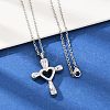 304 Stainless Steel Heart Cross Pendant Pet Urn Ashes Necklaces NJEW-S455-05P-2