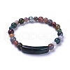 Natural Indian Agate Stretch Bracelets BJEW-F395-C01-2