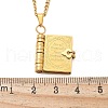 304 Stainless Steel Book Pendant Necklaces for Women NJEW-U037-01A-G-5
