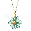 Flower Handmade Glass Seed Beaded Pendant Necklaces NJEW-MZ00096-03-2