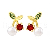 Cherry Brass Micro Pave Cubic Zirconia Stud Earrings EJEW-H158-08A-G-4