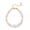 Glass Pearl Round Beaded Multi-strand Bracelets BJEW-JB11918-03-2