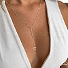 Double Hollow Heart Alloy Lariat Necklaces for Women FS-WG9B5F3-02-1