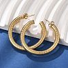 304 Stainless Steel Textured C-Shaped Stud Earrings EJEW-V016-09G-01-3