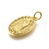 Oval with Virgin Mary Pattern Brass Pendants KK-G525-14G-2