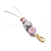 Sunflower Silicone & Natural Wood Beads Pendant Decorations HJEW-JM03080-04-3