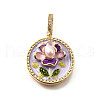 Brass Micro Pave Cubic Zirconia & Enamel Pendants KK-R222-10G-02-1