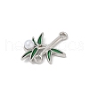Alloy Green Enamel Bamboo Shaped Connector Charms PALLOY-R151-74P-2