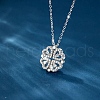 Clover 304 Stainless Steel Rhinestone Pendant Necklaces for Women NJEW-M107-03P-1