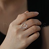 Hollow Out Heart 304 Stainless Steel Open Cuff Ring for Women RJEW-E073-07P-4