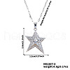 Elegant Brass Micro Pave Clear Cubic Zirconia Star Pendant Necklaces EY0411-2-3