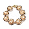 Shell Pearl Flower Link Bracelet BJEW-JB08084-04-1