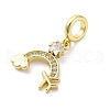 Brass Micro Pave Cubic Zirconia European Dangle Charms KK-D325-09G-2