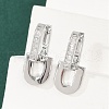 Brass Clear Cubic Zirconia U-Shaped Hoop Earrings EJEW-Q016-20P-5
