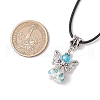 Angel Glass Sead Beaded Pendant Necklaces NJEW-MZ00094-3