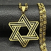 304 Stainless Steel Lumachina Chain Star of David Pendant Necklaces NJEW-S003-03G-1