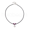 Glass Seed Beaded & Alloy Triangle Evil Eye Pendant Necklaces NJEW-MZ00110-05-4