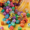 Handmade Polymer Clay Flat Round with Capital Letter Beads CLAY-CW0001-01-6