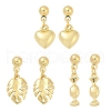 Heart & Leaf & Candy Brass Dangle Stud Earrings EJEW-Z115-03G-4