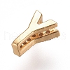 Golden Plated Brass Micro Pave Cubic Zirconia Slide Charms ZIRC-L075-61Y-G-2