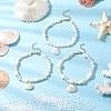 Summer Beach Natural Clam Shell Charm Anklets AJEW-AN00685-1