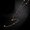 304 Stainless Steel Ball Chain Long Tassel Y Necklaces for Women FS-WG75565-01-4