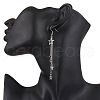 304 Stainless Steel Star & Moon Tassel Dangle Earrings for Women EJEW-JE06399-5