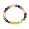 Round Natural & Synthetic Mixed Gemstone Beaded Stretch Bracelets for Women Men BJEW-JB11557-2