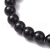 8mm Round Dyed Natural Tiger Eye & Black Onyx Beaded Stretch Bracelets BJEW-TA00516-03-4