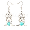 Woven Net with Natural Mashan Jade Dangle Earrings EJEW-JE04945-02-2