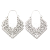 Non-Tarnish 304 Stainless Steel Hollow Rhombus Hoop Earrings EJEW-P248-05P-2