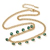 304 Stainless Steel Rhinestone Flat Round Tassel Twisted Chain Necklaces for Women NJEW-V010-01G-04-1