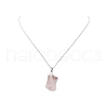 Natural Rose Quartz Geometry Pendant Necklace NJEW-JN04239-04-3