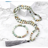 Natural Amazonite Round Beaded Pendant Necklaces & Bracelets Sets FS-WG9D102-26-1